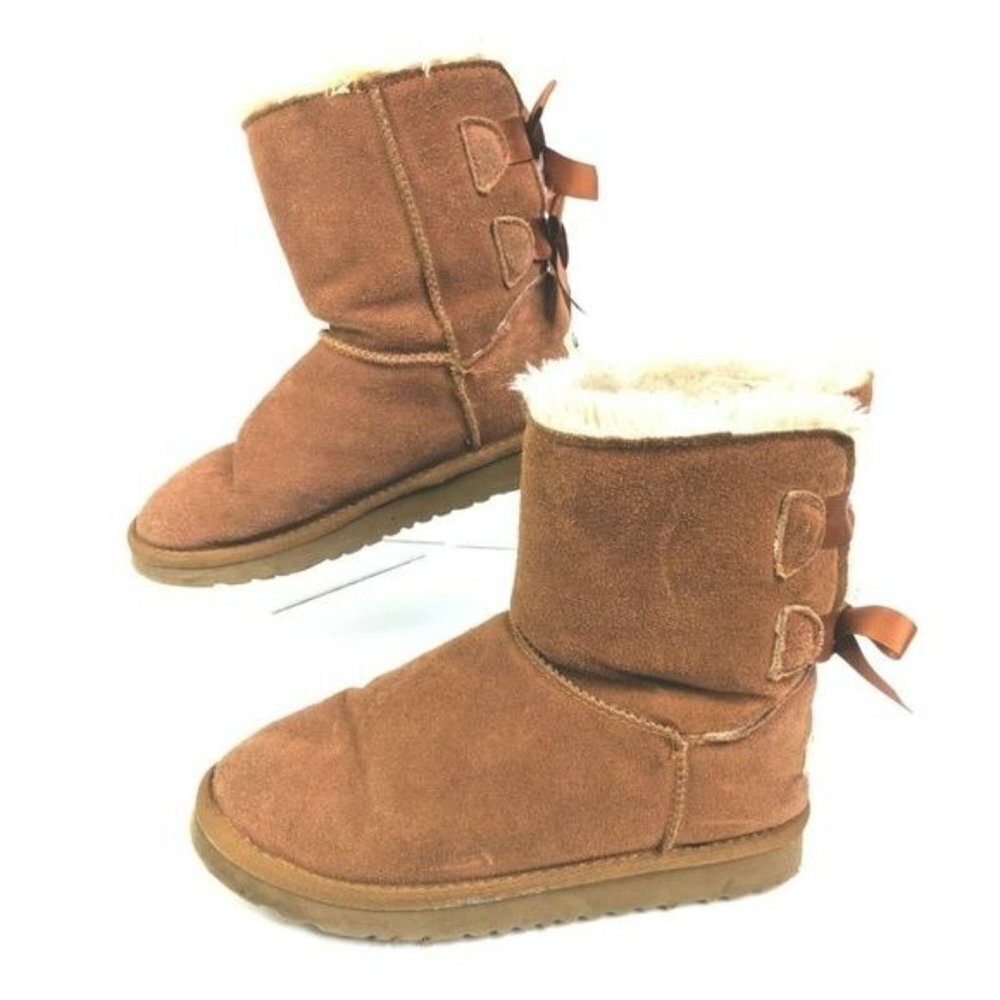 Ugg Bailey Boots Womens‎ 7 Brown Suede Leather Wool Lined Pull On